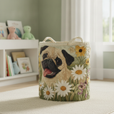 Pug in Daisies Laundry Basket