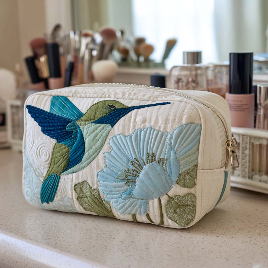Hummingbird Quilted Makeup Bag