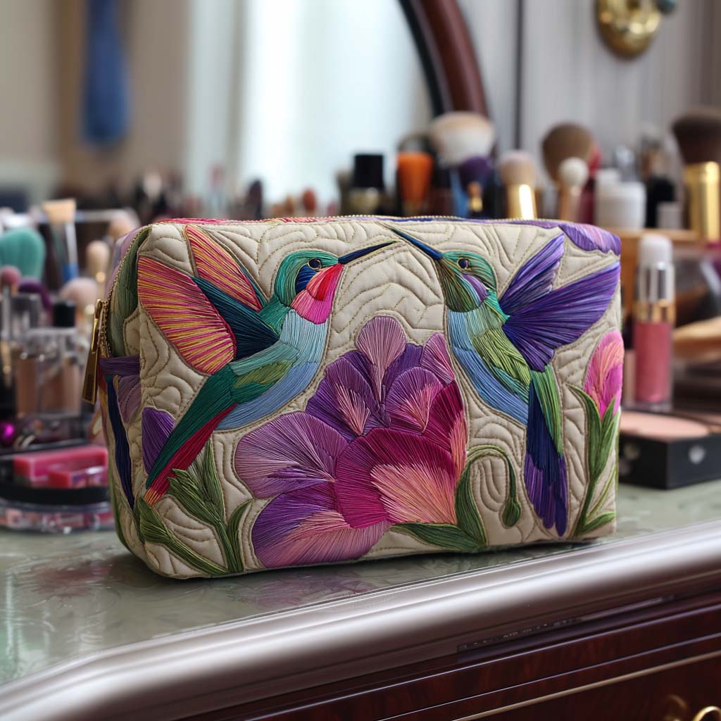 Hummingbird Quilted Makeup Bag