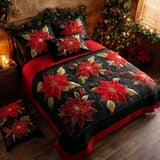 Midnight Poinsettia 3-Piece Bedding Set