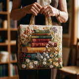 Floral Scroll Quilted Tote Bag – Artistic Design